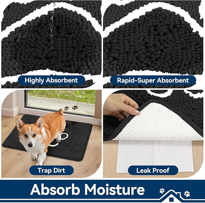 Super Absorbent Dog Door Mat, 30"*20“ Anti Slip Mat for Muddy Paws, Pet Rugs for Dirty Paws Washable That Absorbs Moisture and Dirt, for Dog Cage and Pet Resting Carpet