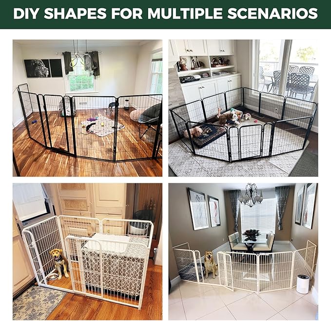FXW Homeplus Unleashed Indoor Dog Playpen - Stress-Free and Safe Play, Heavy Duty 45 Inch 6 Panels Dog Pen for Large Dogs, White│Patented