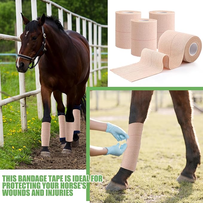 Geiserailie 12 Rolls 3 Inches Elastic Tape Adhesive Elastic Tape Self Adhesive Bandage Wrap Flexible Stretch Bandages for Sports Ankle, Knee and Wrist Sprains Animal Pets, 5 Yards