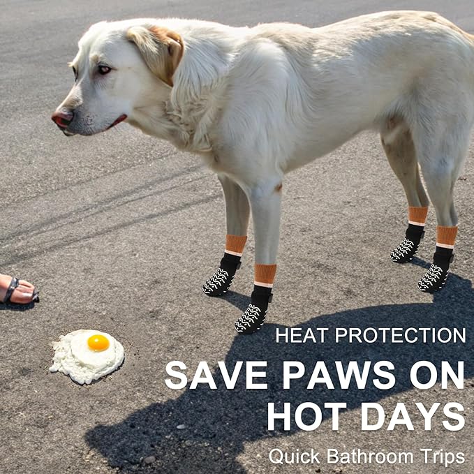 BEAUTYZOO Dog Socks to Prevent Licking Paws -Dog Boots & Paw Protectors with Grippers on Hardwood Floors, Dog Shoes for Hot/Cold Pavement Small Medium Large Senior Dogs Booties