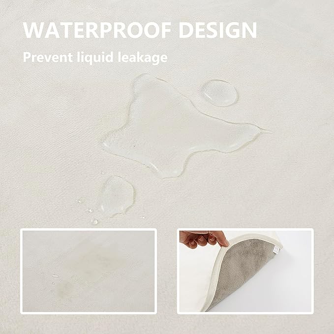 Waterproof Blanket for Bed Protection, Washable Dog Blankets for Couch, Soft Reversible Pet Throw Furniture Protector Cover for Sofa-82"x108",Beige+Khaki