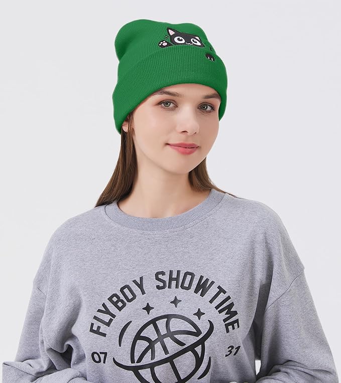 Cat Beanie Hats for Women Cute Cat Lovers Gifts Women's Winter Animal Knitted Hats for Girls