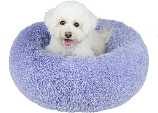 Best Pet Supplies Dog House Bed Crate Mat Tent Indoor Round Soft Plush for Small, Medium, and Large Breeds - Lavender, 27 x 27 x 7.5