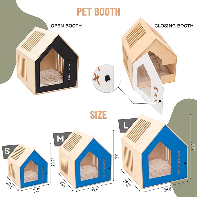 Enjoy The Wood Dog Furniture Crate - Wooden Dog Crates for Small & Medium Dogs - Personalized Housewarming Gift for Pet Owner