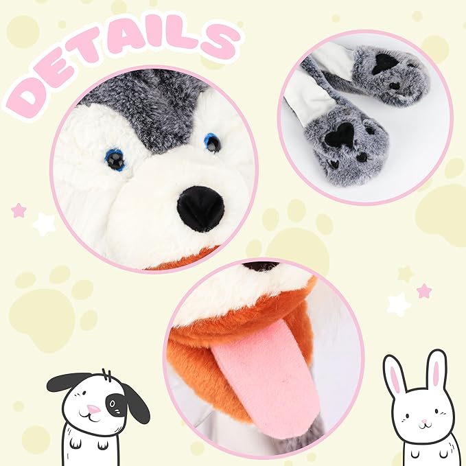 Animal Hat with Ears Moving Jumping Pop Up Beating Hat Plush Holiday Cosplay Dress Up Funny Gift for Kids