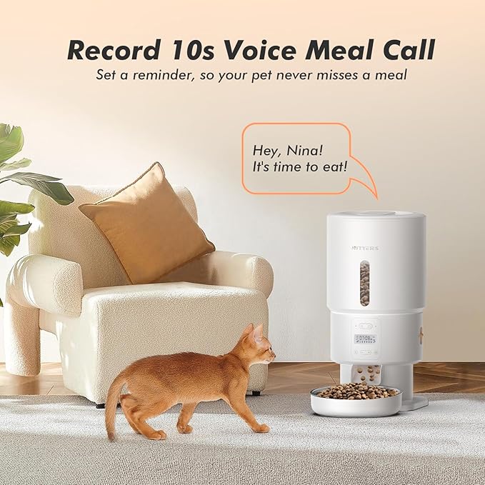 Automatic Cat Feeder - 5L Anti-Clog Cat Food Dispenser with Freshness Preservation, 1-6 Meals/Day, Programmable Portions, 10s Voice, 180-Day Battery Life, Auto Pet Feeder for Multi Cats & Dogs