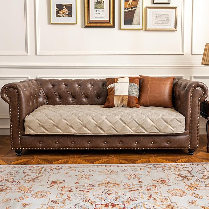 fuguitex Waterproof Dog Blanket Reversible for Small Dogs Resistant Leakproof Washable Couch Cushion Bed Protector Cover for Indoor Furniture Pet Friendly（30"*70",Beige+Khaki