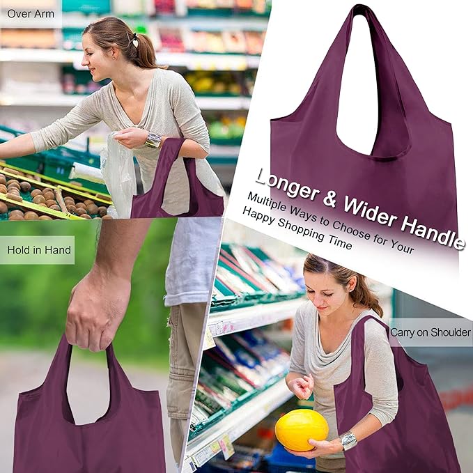 BeeGreen 20 Pack Reusable Grocery Bags w Storage Pouch Reusable Shopping Bags Bulk w Elastic Band Colorful 50LBS X-Large Foldable Fabric Bags Machine Washable Heavy Duty Tote Bags for Groceries