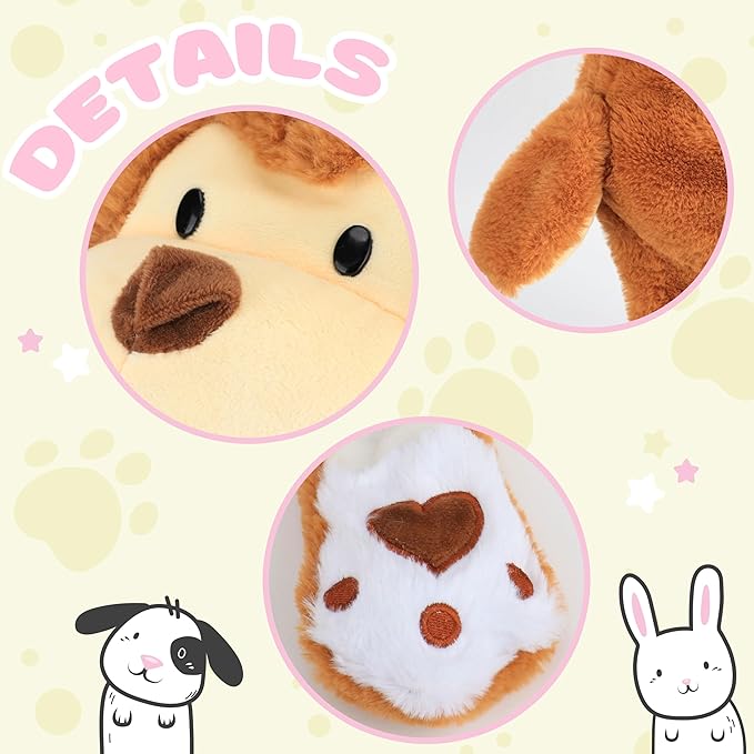 Animal Hat with Ears Moving Jumping Pop Up Beating Hat Plush Holiday Cosplay Dress Up Funny Gift for Kids