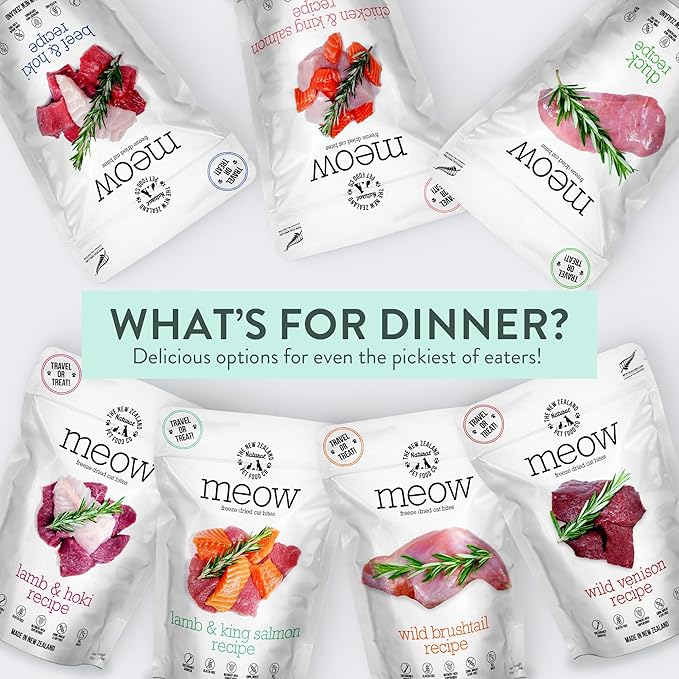 The New Zealand Natural Pet Food Co Meow Freeze Dried Cat Food - Wild Brushtail Recipe, High Protein Treats, Meals & Toppers,Dry Cat Food,9.9 oz