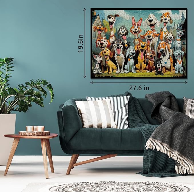 Funny Dog Puzzles for Adults 1000 Pieces, Cute Puppy Animal Jigsaw Puzzle, Challenging Puppies Family Puzzle as Home Wall Art Decor