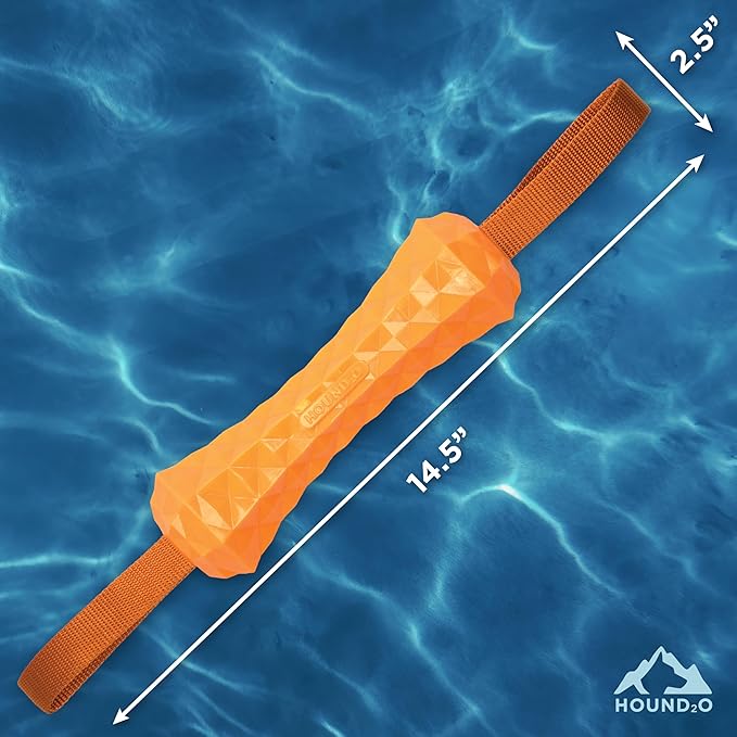 Playology Hound2O Dog Toys | Floating Tug Stick for Tug of War | Orange Outdoor Toy - Easy to Clean and Made from Non Toxic Materials