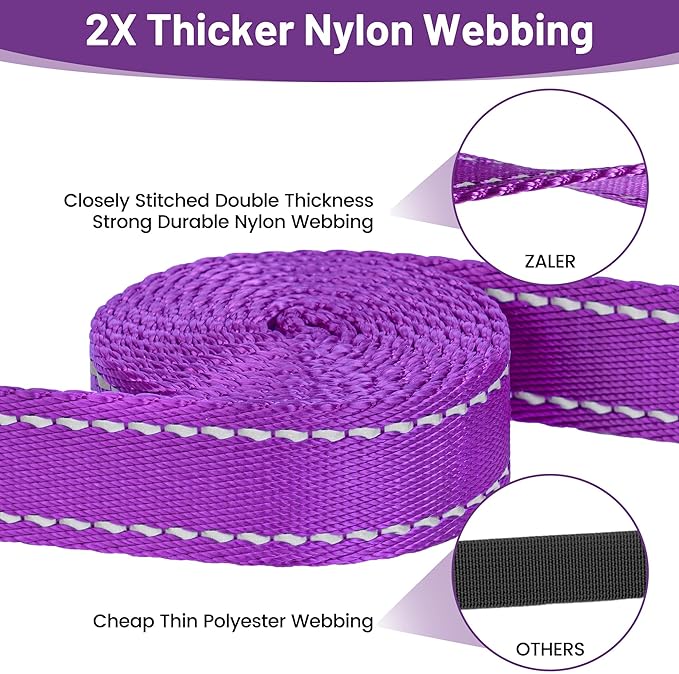 ZALER Short Dog Leash 2 ft, 24 Inches Traffic Leashes for Dogs, Nylon Reflective Dog Lead with Padded Handle, Heavy Duty Pet Leash with Carabiner Clip for Large and Medium Dogs (24" Purple)