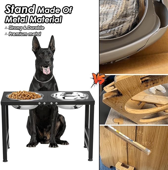 Metal Elevated Dog Bowl for Large 𝐋𝐚𝐫𝐠𝐞 Raised Bowl Stand with Sprill Proof Mat and 2000ML Pet Bowls, Food & Water Bowls 16" Tall Dog Feeder for Large Breed