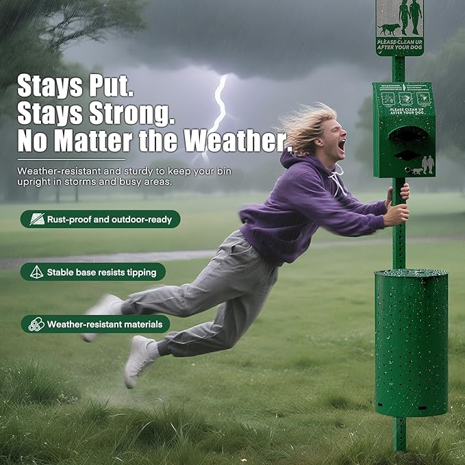 Dog Waste Station - Durable Dog Poop Trash Can Outside with 10-Gallon Capacity, Poop Bag Dispenser, and Convenient Lid, Pet Waste Station for Easy Clean-Up in Parks, Yards, and Public Spaces