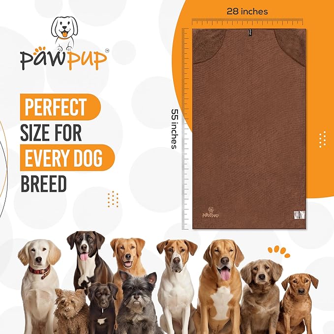 Dog Towels for Drying Dogs Super Absorbent Microfiber Pet Grooming Towel for Dogs, Cats and Other Pets (55 x 28 Inches, Brown)
