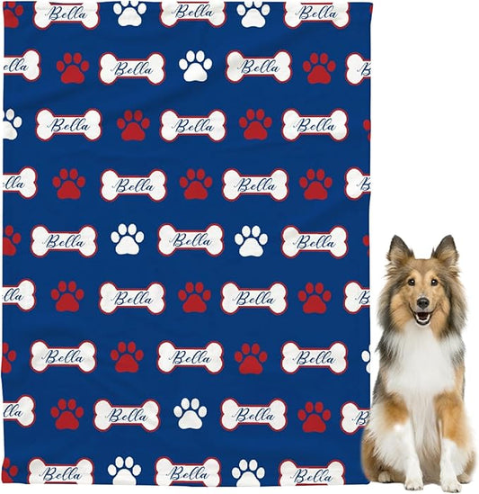 Personalized Pet Blanket,Custom Pet Blanket with Name Photo,Puppy Blanket Gift for Dogs Cats Lovers Mom Dad,Soft Cozy Fleece Throw for Bed Sofa Travel Medium 60"x50" for Teens