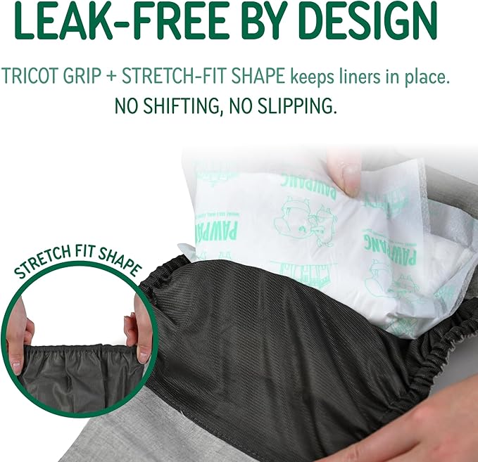 PAWPANG Copper Fit Mate Washable Male Dog Belly Band Kit – 1 Reusable Male Wrap with 15 Dog Diaper Liners, Ideal for Senior Dogs, Incontinence, and Marking, M