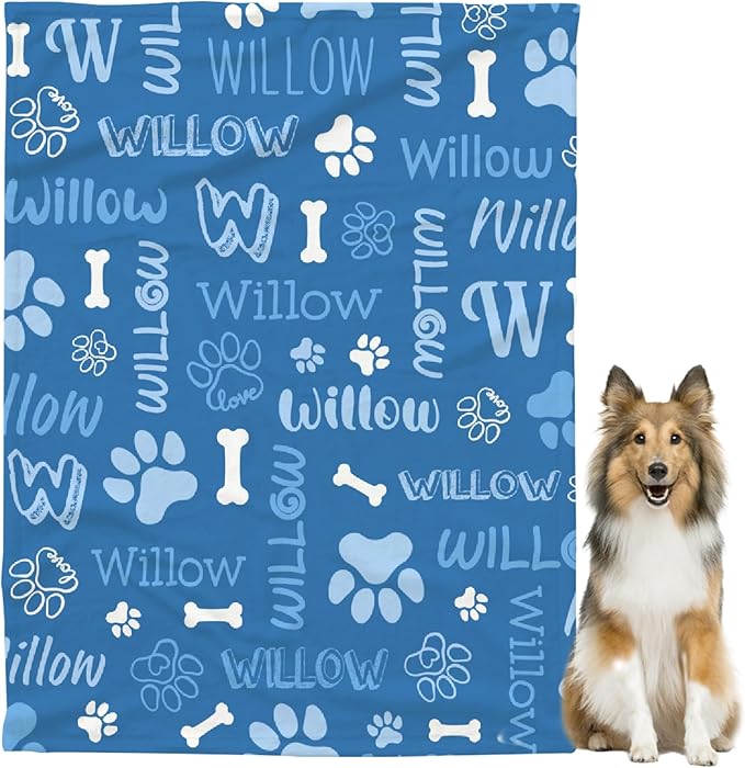 Personalized Pet Blanket,Custom Pet Blanket with Name Photo,Puppy Blanket Gift for Dogs Cats Lovers Mom Dad,Soft Cozy Fleece Throw for Bed Sofa Travel Medium 60"x50"