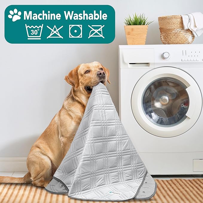 PetAmi Waterproof Cooling Mat for Dog, Premium Pet Cooling Blanket for Bed Crate, Anti Slip Indoor Dog Cool Pad for Sleeping, Q-MAX Large Sofa Couch Cover Mat for Cat, Light Grey, 40x60