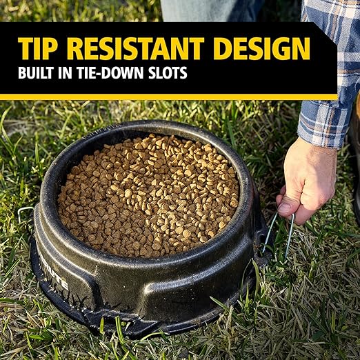 Rubbermaid Commercial Products Brute 1.25-Gallon Tip-Resistant Animal Pan Feeder with Tie-Down Slots, RigidCell Construction, Made in USA for Livestock & Small Animals