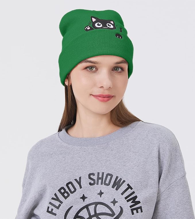 Cat Beanie Hats for Women Cute Cat Lovers Gifts Women's Winter Animal Knitted Hats for Girls