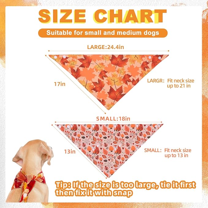 PAWCHIE Dog Bandanas Small Reversible Styles Pet Triangle Scarf Bibs - Adjustable with Two Snaps - Kerchief Set Accessories for Dogs, Puppy, Cats