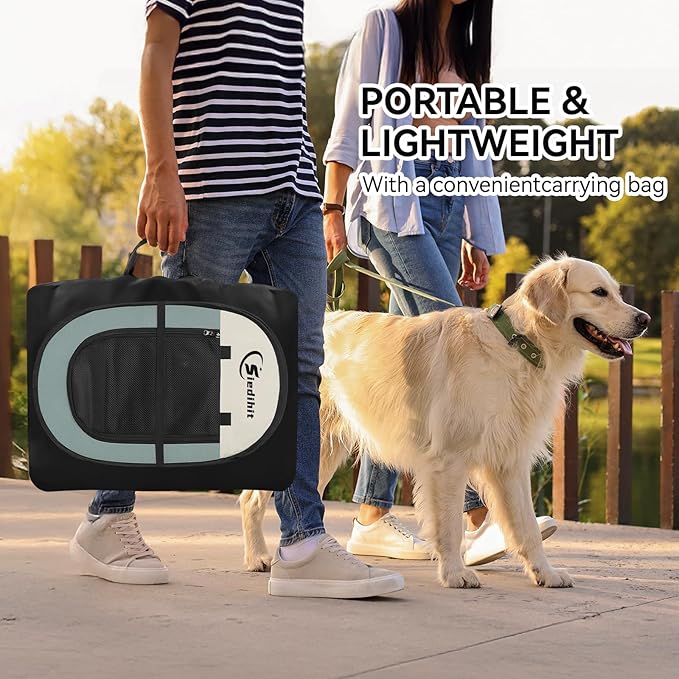 Large Dog Cat Playpen, Puppy Pet Playpen Indoor for Small Dog Crate Tent Cage Outdoor, Portable Pop Up Dogs Enclosure Kennel with Carrying Case for Dogs/Cats/Rabbits, Grey