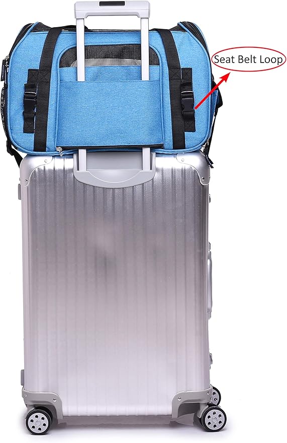 EliteField Soft Sided Pet Carrier (3 Year Warranty, Airline Approved), Multiple Sizes and Colors Available (Large: 19" L x 10" W x 13" H, Sapphire Blue)
