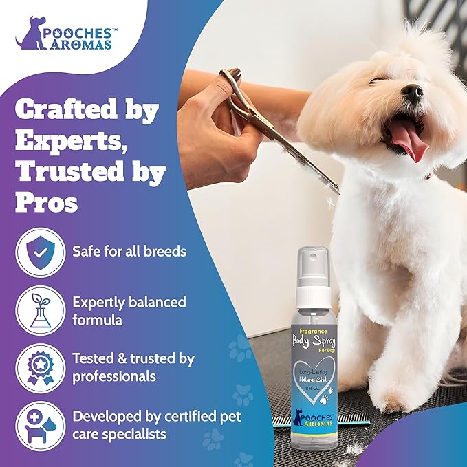 Pooches Aromas Natural Dog Cologne - Premium Grooming Spray - Long Lasting Spray - Deodorizing & Refreshing For Dogs, Adult Canines and Puppies - Aromas Scent to Refresh the Skin (Pack of 6)