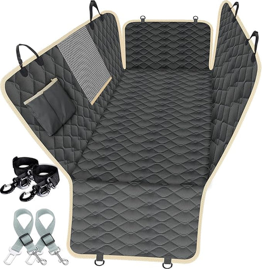 Lassie XL Truck Dog Seat Cover Back Seat with 2 Seat Belts, Dog Car Hammock for Large SUV and Trucks Compatible with F150 F250/Chevrolet Silverado/Ram Pickup/GMC Sierra/Toyota Tundra and Crew Cab