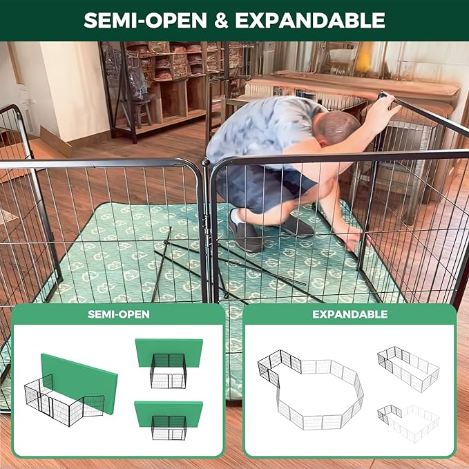FXW Homeplus Unleashed Indoor Dog Playpen - Stress-Free and Safe Play, Heavy Duty 32 Inch 12 Panels Dog Pen for Small and Medium Dogs, Black│Patented