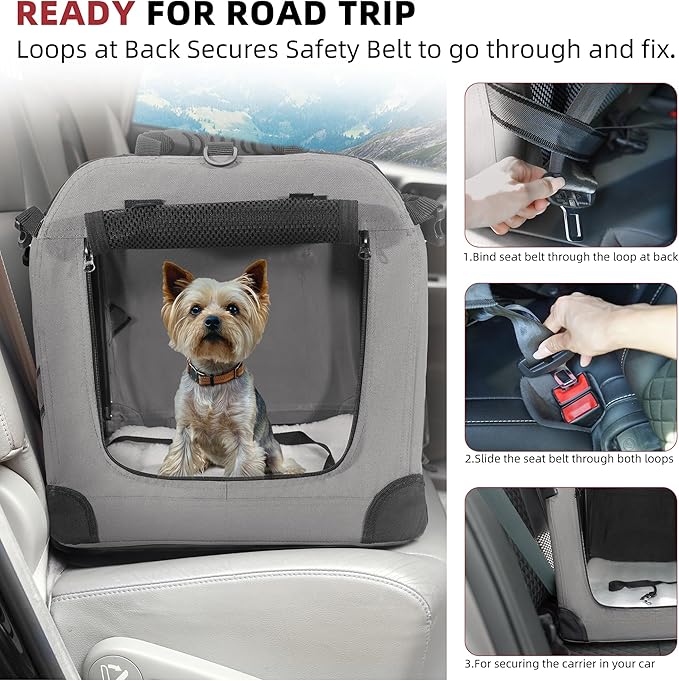Petprsco Large Cat Carrier for 2 Cats Small Medium Dogs, Soft Pet Carrier 24x17x17 for Traveling with Warm Blanket Foldable Bowl and Washable Pad