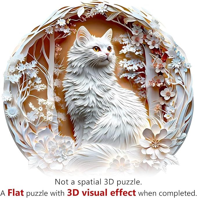 Wooden Puzzles Adults, 3D Cats Wooden Puzzles 200 Pieces, Unique Animal Shaped Wood Challenging Jigsaw Puzzles Gifts for Adults, 11.4x11.4in