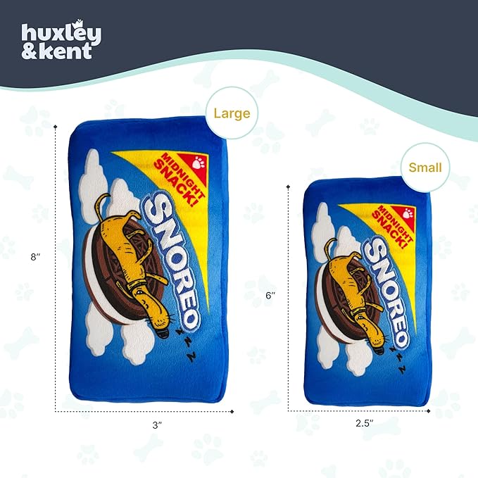 Huxley & Kent Funny Dog Toy w/Squeaker – Power Plush Squeaky Dog Toys for Small, Medium & Large Dogs – Soft Stuffed Animal for Indoor Play & Fetch - Snoreo Cookies, Large