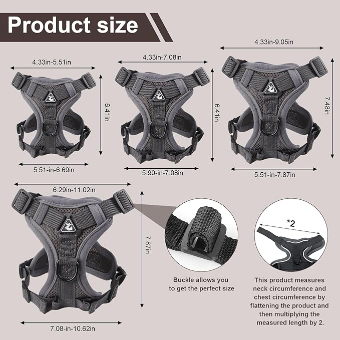 Wanheart cat Chest Harness and Leash, Anti-Escape Adjustable Soft mesh cat Leash and Chest Harness Set for All Types of Cats cat Vests (Grey, 6.6-9.9lb)