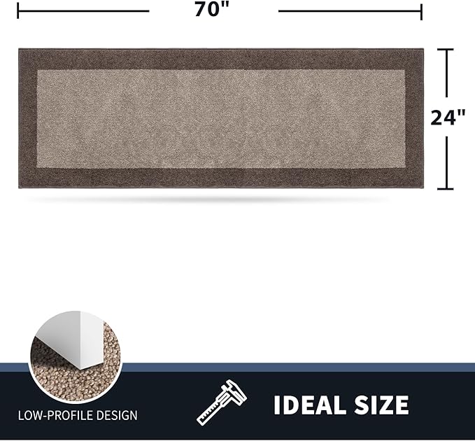 PURRUGS Dirt Trapping Door Mat 24" x 70", Non-Slip/Skid Machine Washable Entryway Rug, Shoes Scraper, Throw Rug, Super Absorbent Area Rug for Muddy Wet Shoes and Paws, Beige & Grayish Brown