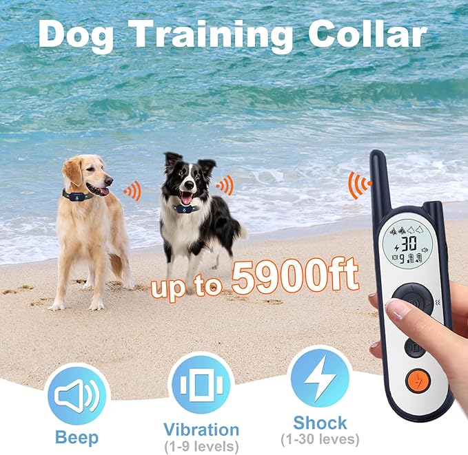 MIMOFPET Wireless Dog Fence for 2 Dogs - 25FT to 3500FT Electric Fence,185 Days Standby Time Training Collar,Pet Containment System with 3 Training Mode,Flash Light and Waterproof