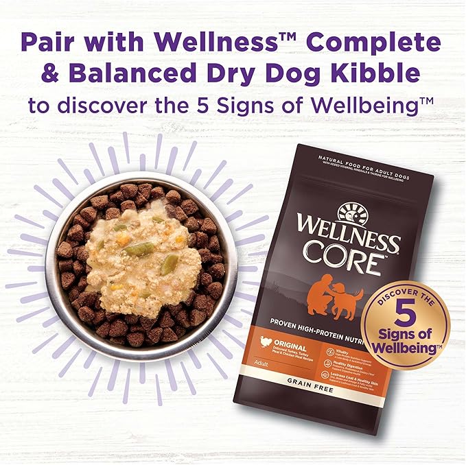 Wellness Bowl Boosters Hearty Toppers, Wet Dog Food Topper for Small, Medium, & Large Breeds, Grain Free, Natural, Chicken & Pumpkin in Broth, 5.5 Ounce Pouch (Pack of 12)