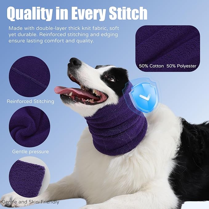 Dog & Cat Calming Band Cat Anxiety Relief Cover,Double Layer Thickened Pet Ears Elastic Neck Band Noise Cancelling Ear Muffs for Anxiety Relief/Noise Protection,Grooming,Thunder,Fireworks