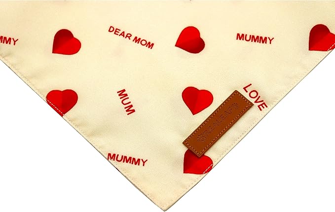 Realeaf Mothers Day Dog Bandanas 2 Pack, Reversible I Love My Mom Pet Scarf for Boy and Girl, Premium Durable Fabric, Valentines Day Bandana for Small Medium Large and Extra Large Dogs (X-Large)