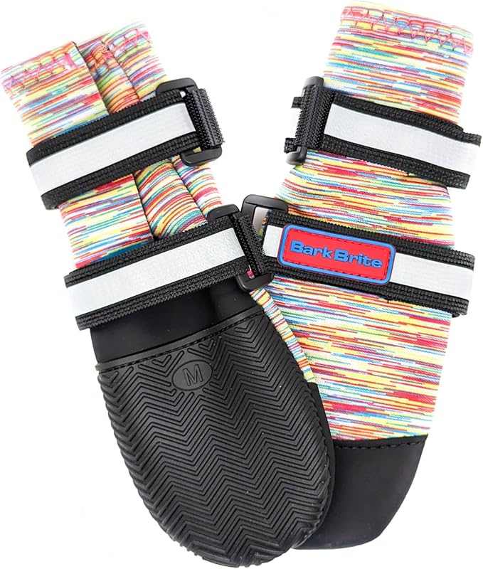 All Weather Neoprene Paw Protector Dog Boots with Reflective Straps in 5 Sizes! (Multicolor Medium)