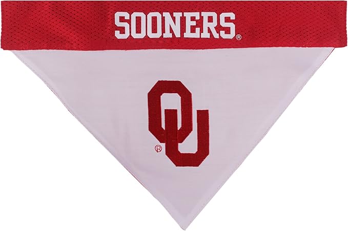 Pets First Collegiate Pet Accessories, Reversible Bandana, Oklahoma Sooners, Large/X-Large