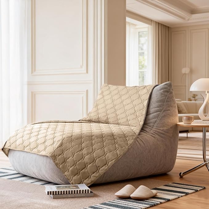 gogobunny 100% Double-Sided Waterproof Dog Bed Cover Pet Blanket Sofa Couch Furniture Protector for Puppy Large Dog Cat, Reversible (82x120 Inch (Pack of 1), Dark Beige/Light Beige)