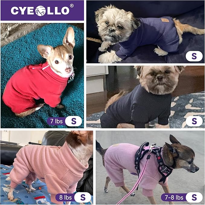 cyeollo Dog Pajamas for Small Dogs Fleece Dog Onesie Pjs Jumpsuit Thermal Stretchable Pet Apparel Warm Coat for Dogs Girls, Color Fuchsia
