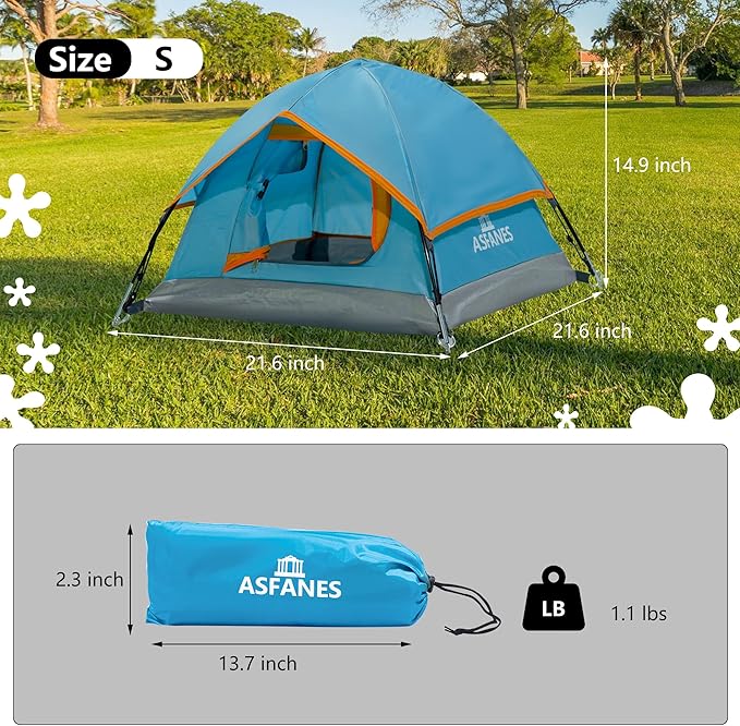 Outdoor Waterproof Pet Camping Tent, Cave Bed for Indoor Cats and Small Dogs, Portable Cat House Dog House, 21.6x21.6x14.9'', Blue, S.