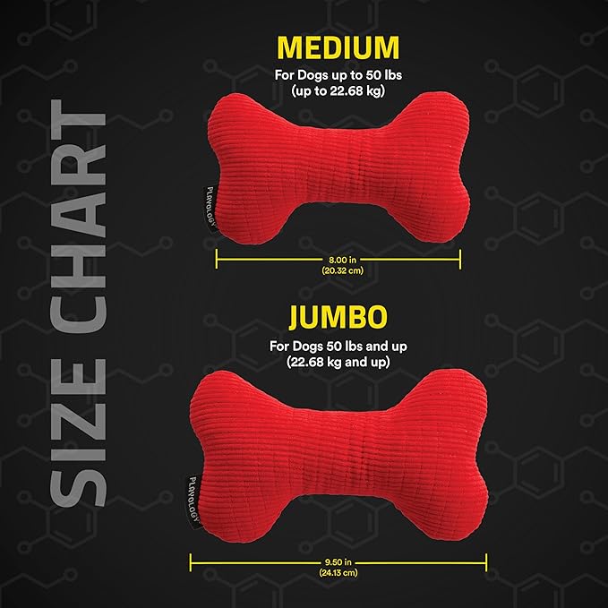 Playology Dog Toys | Plush Squeaky Bone Chew Toy for Dogs | Jumbo Beef Scented Toy - Easy to Clean and Made from Non Toxic Materials