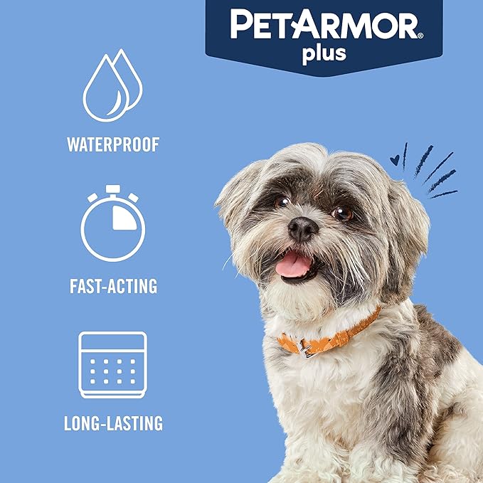 PetArmor Plus Flea and Tick Prevention for Dogs, Small Dog Flea and Tick Treatment, 3 Doses, Waterproof Topical, Fast Acting (5-22 lbs)