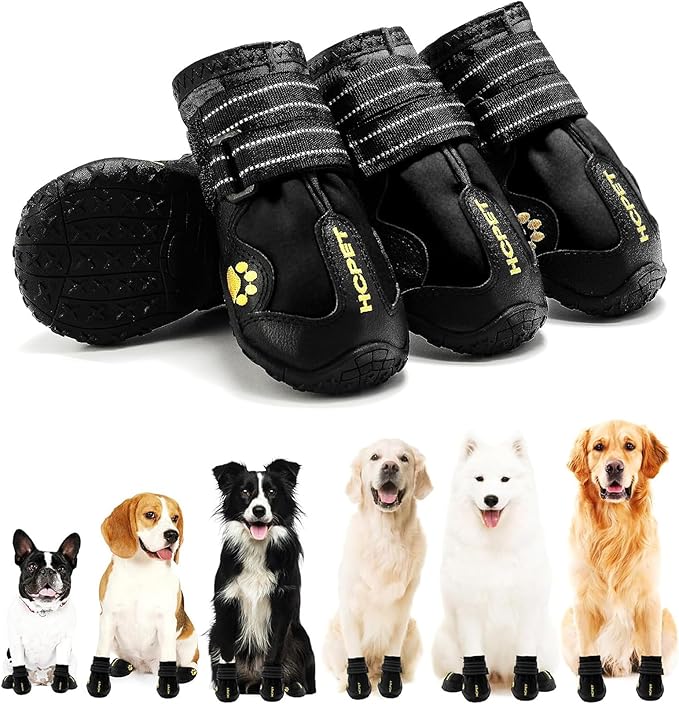 Hcpet Dog Shoes, Dog Boots for Small Dogs, Waterproof Medium Dog Booties Paw Protector for Summer Hot Pavement, Winter Snowy Day, Outdoor Walking, Indoor Hardfloors Anti Slip Sole Black Size 2
