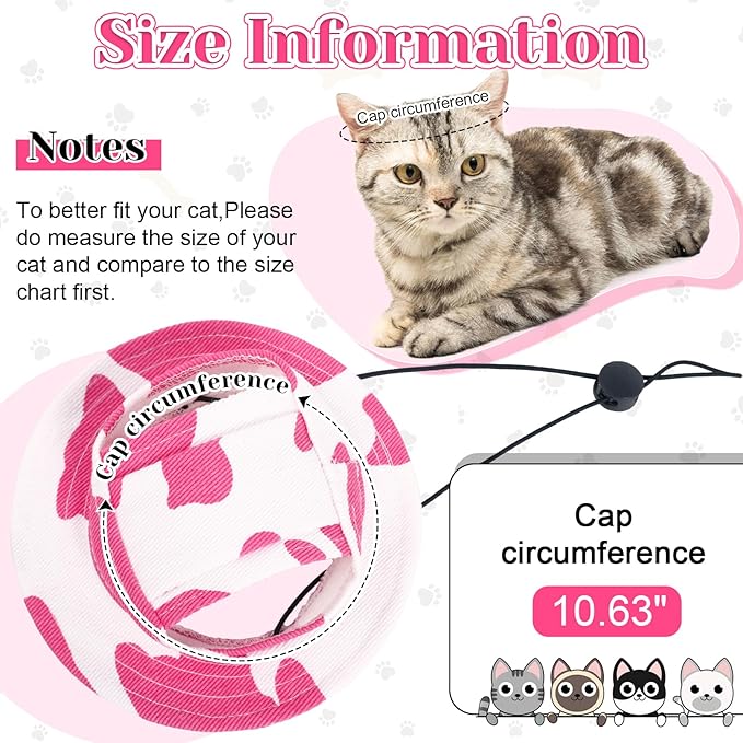 QBLEEV Cat Hats for Cats Only, Sphynx Hat with Ear Hole, Hairless Cat Cowboy Hats for Birthday Party Halloween, Kitten Headwear Sun Sombrero Caps, Chihuahua Sunscreen Baseball Outdoor Climbing Cap